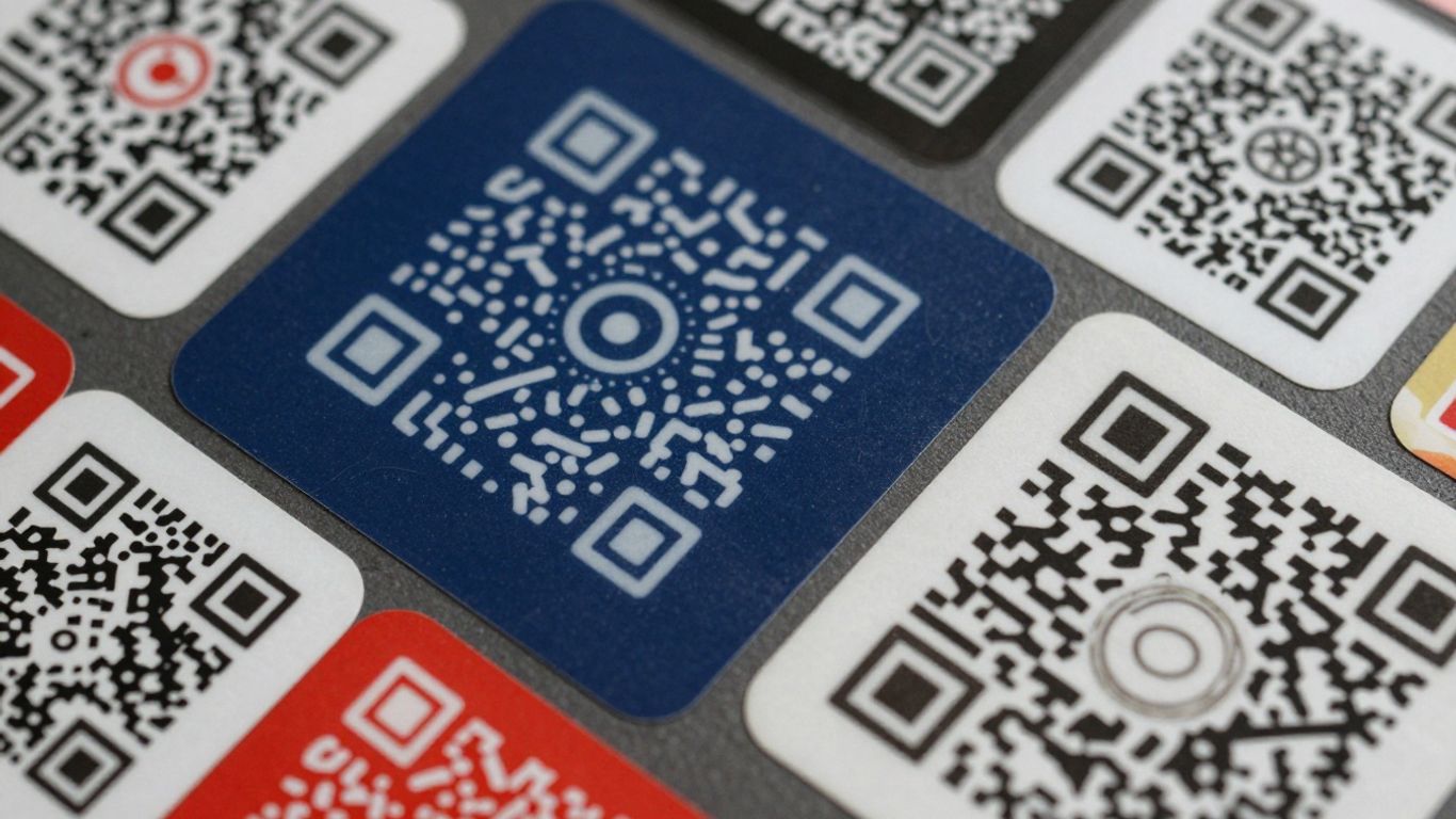 QR code stickers and labels made of different materials.