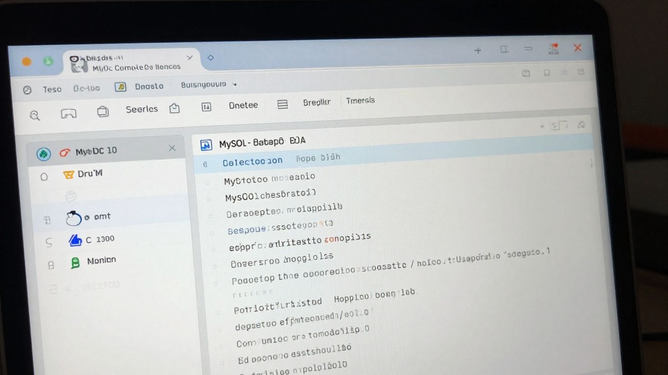 Interfaz de base de datos MySQL en pantalla.