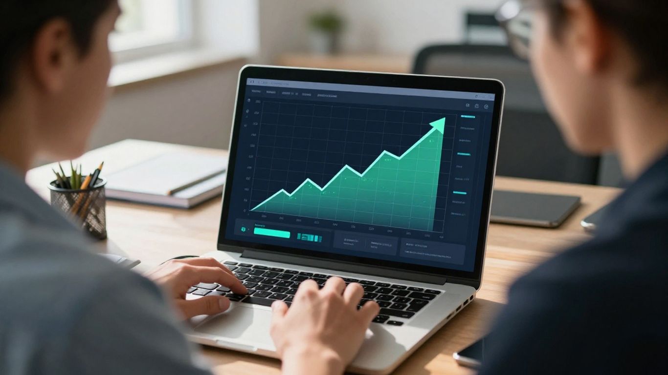 Person tracking local business visibility on a digital map.