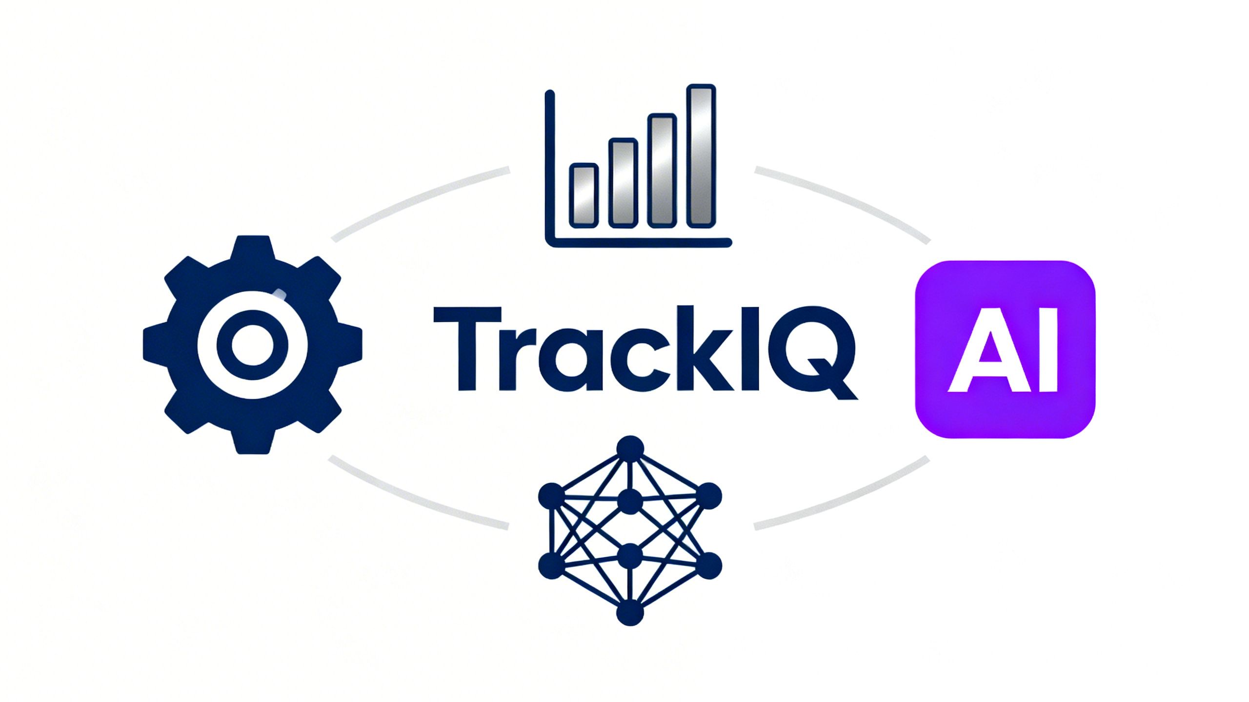The TrackIQ logo with icons representing automation, analytics, and agentic AI working together