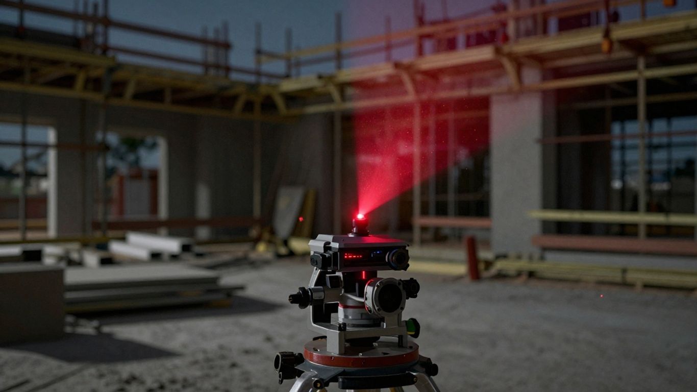 3D laser scanner in Austin construction site.