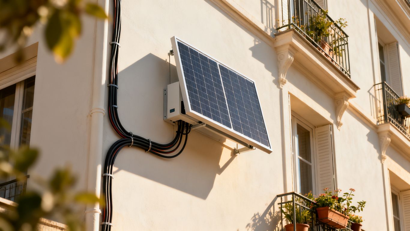 Panneaux solaires installés sur une façade résidentielle