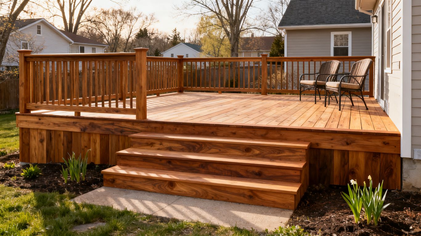 Finished backyard deck ready for spring gatherings
