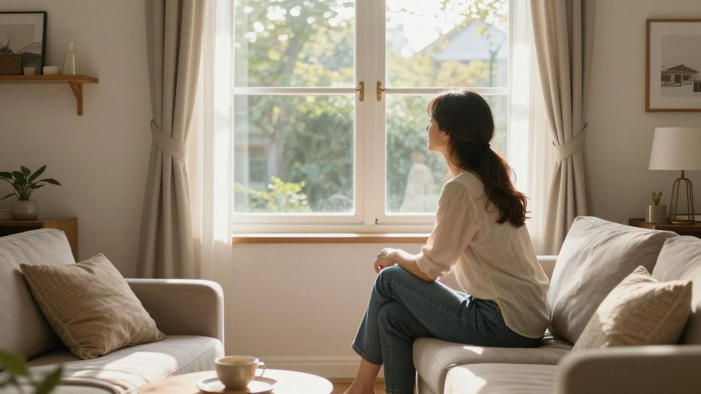 Homeowner contemplating their home's value.