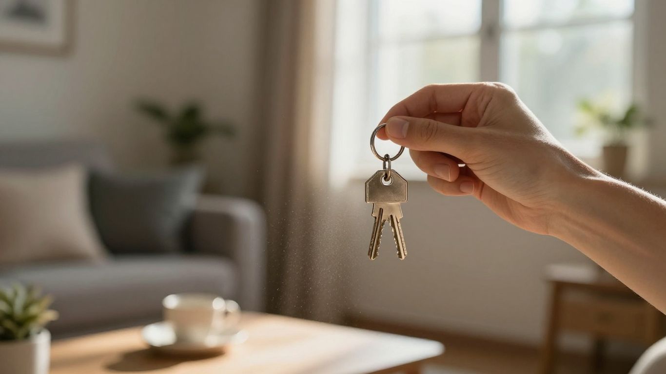 Llave de casa en mano, hogar seguro.