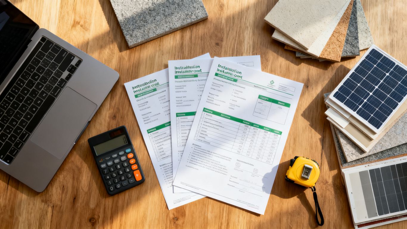 Comparaison de devis solaires sur table de travail