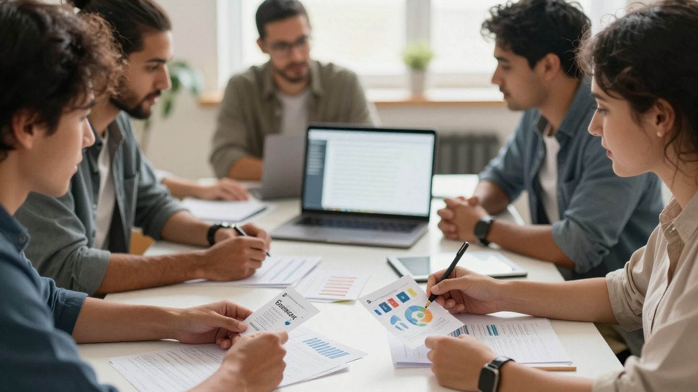 Lead generation marketing strategy. Marketing team planning qualified lead goals