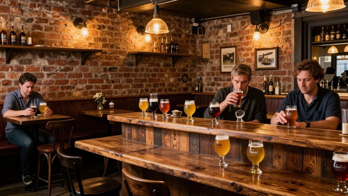Cozy Paris craft beer bar with people enjoying drinks