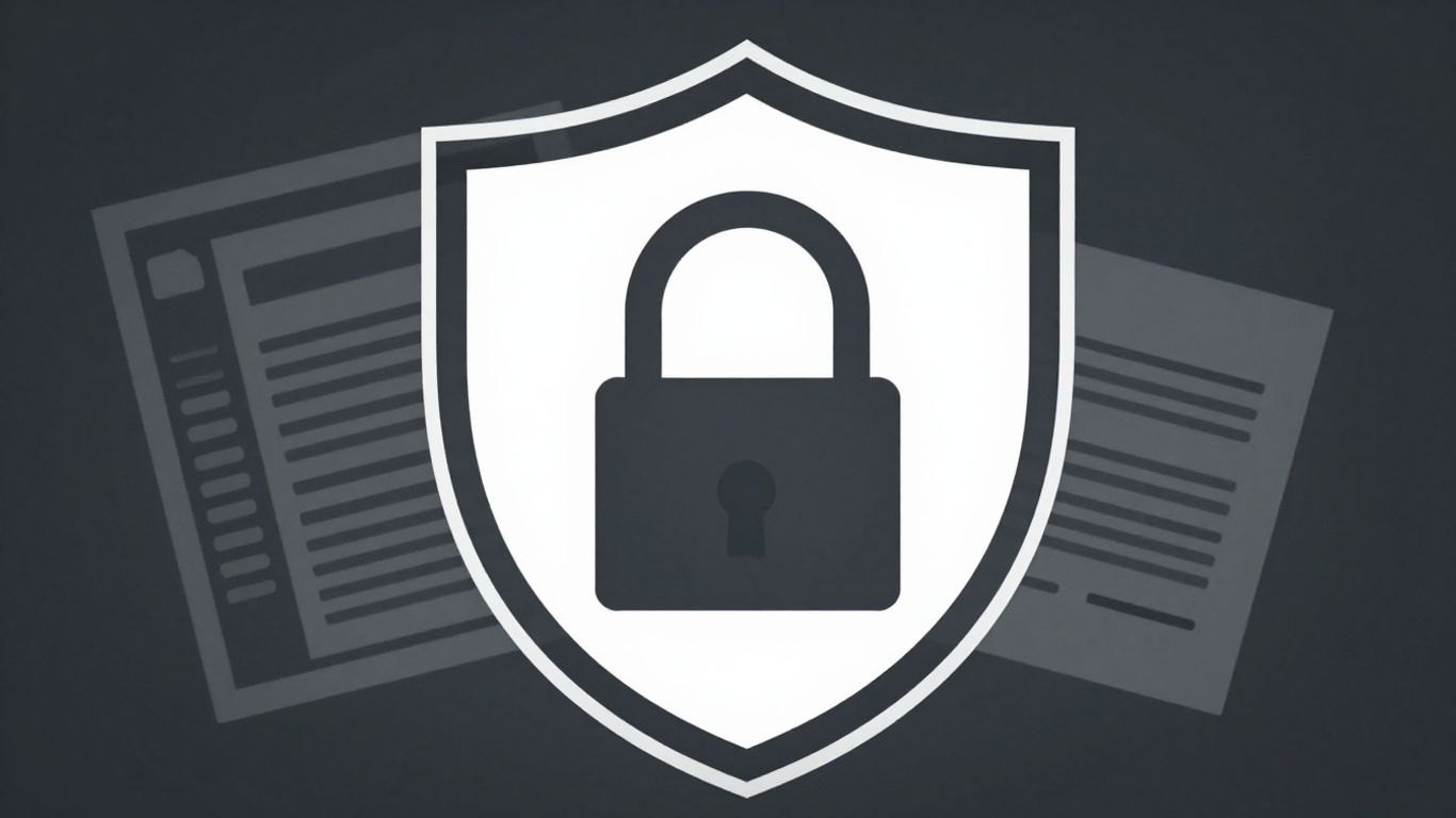 Shield and padlock symbolizing insurance protection with obscured assets.