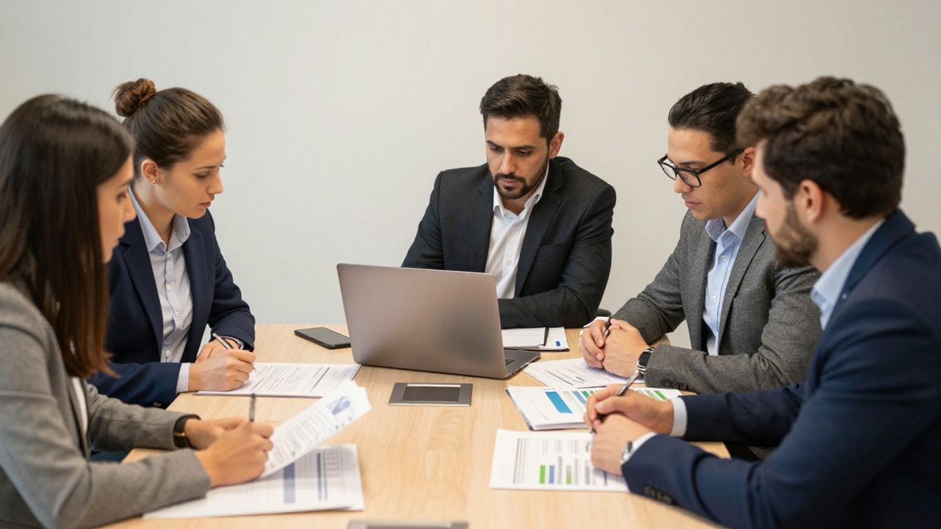 Editorial team reviewing original business content