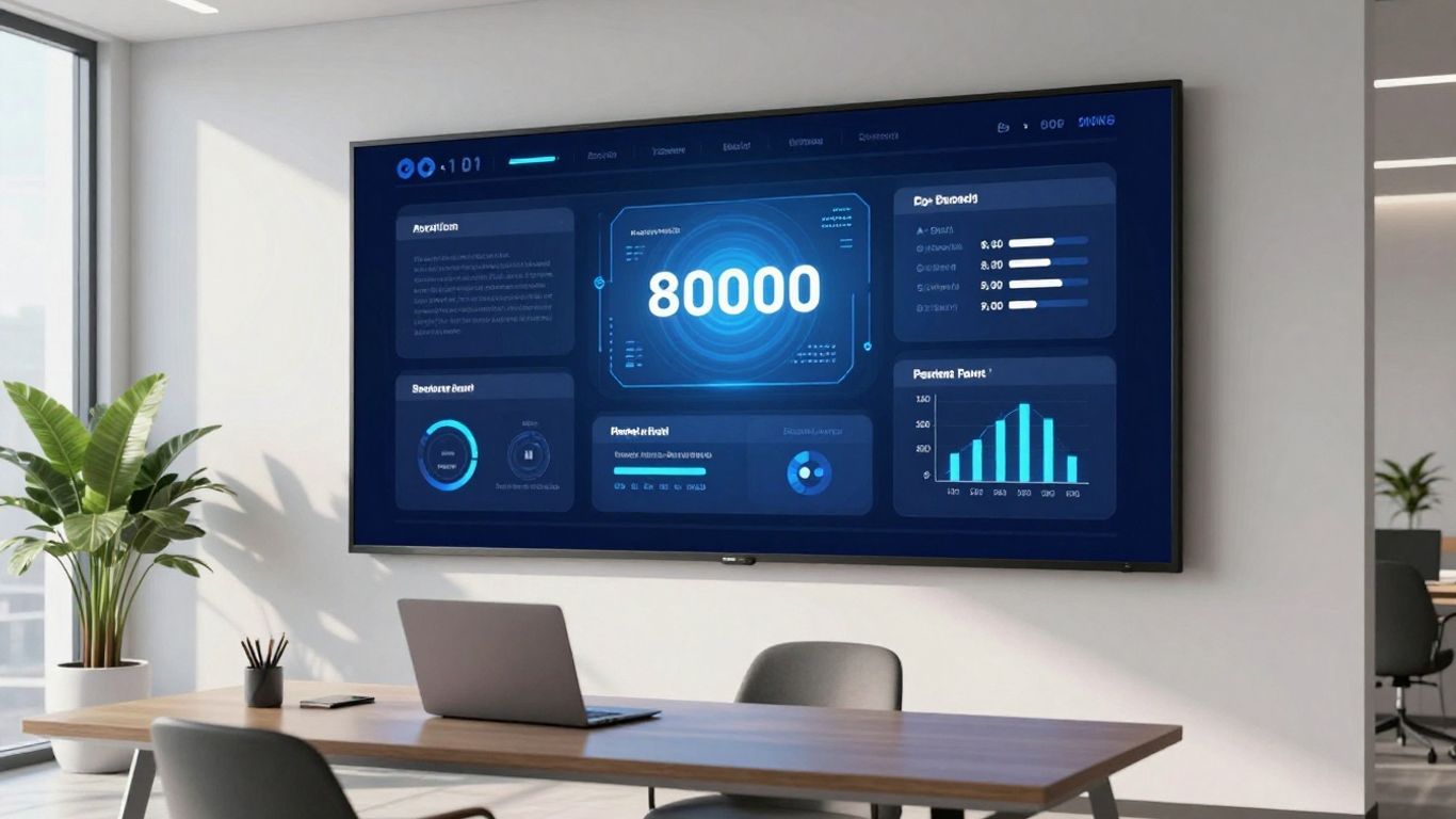 Roofr dashboard interface on a modern digital display.