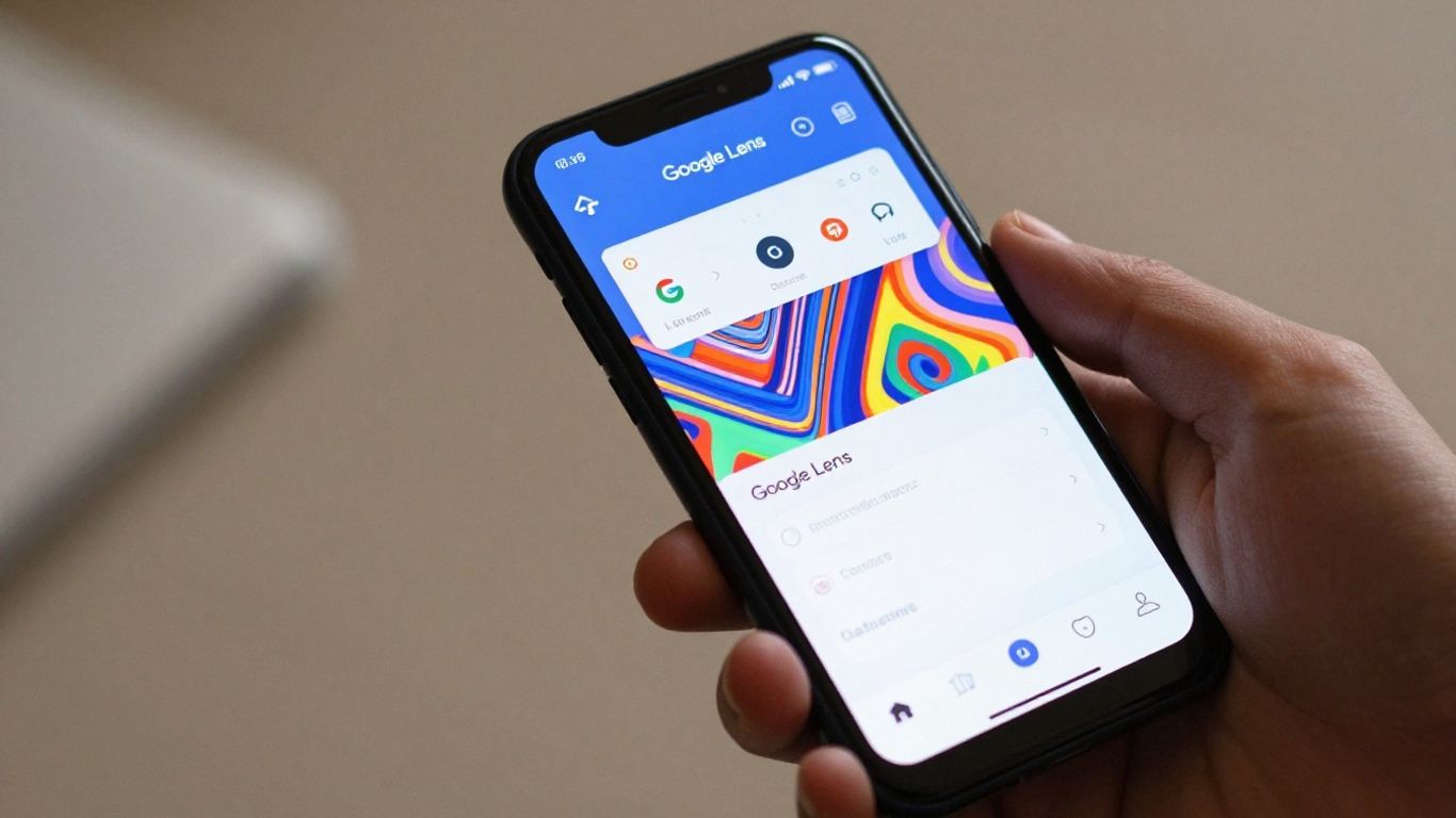 Smartphone showing Google Lens app interface.