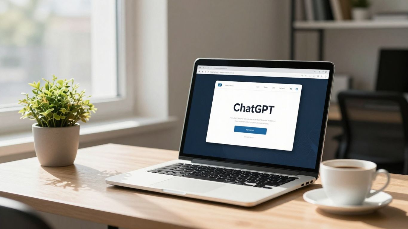 ChatGPT interface on a laptop in an Australian office.