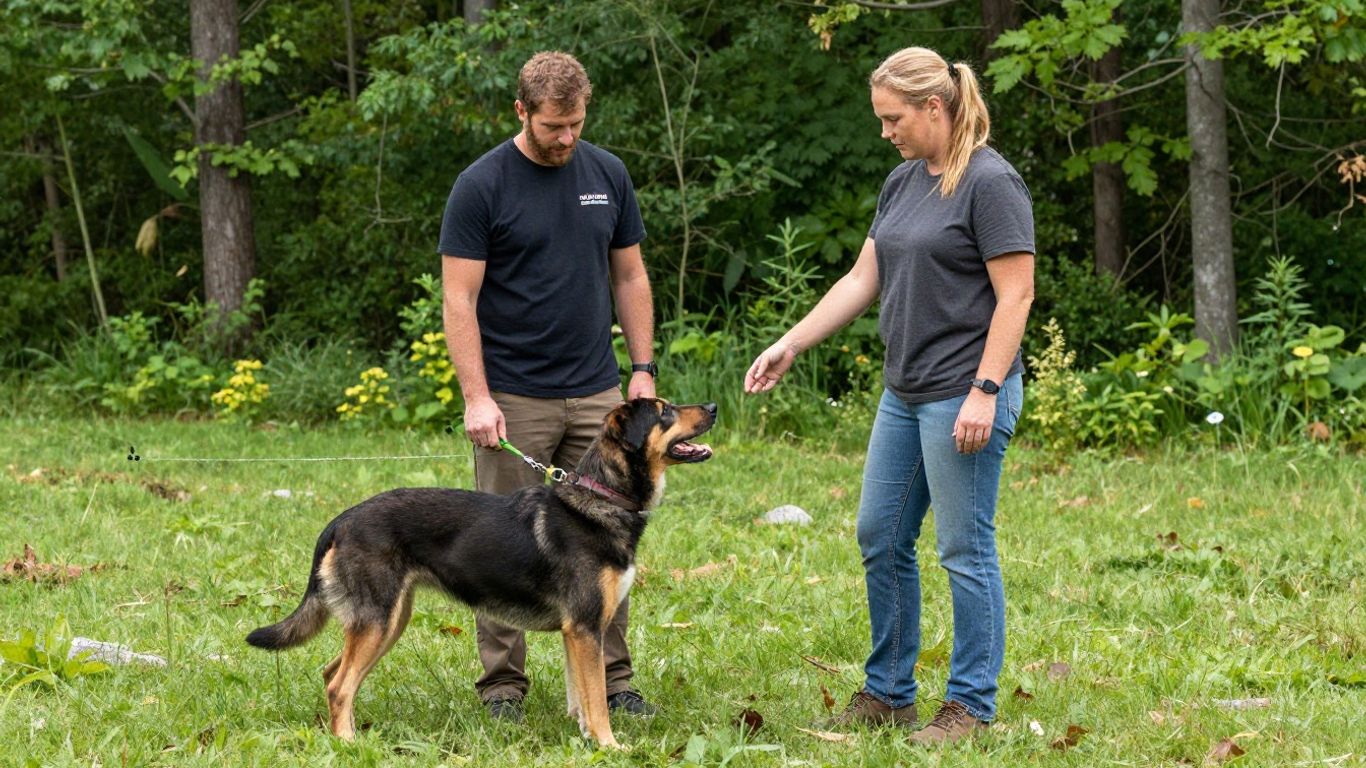 Dog training outdoors with handler in Tennessee.