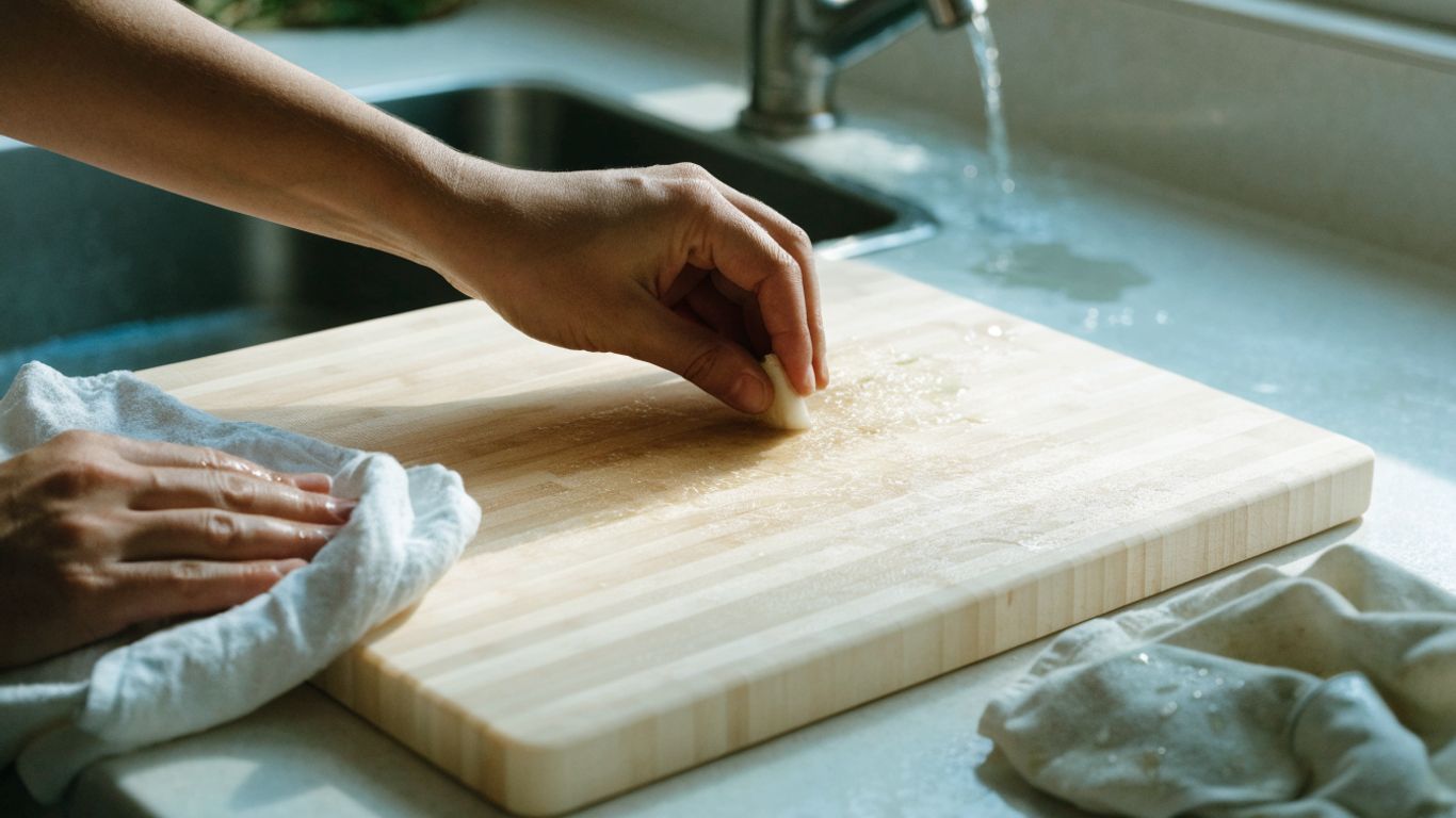 Cleaning a maple cutting board after raw poultry