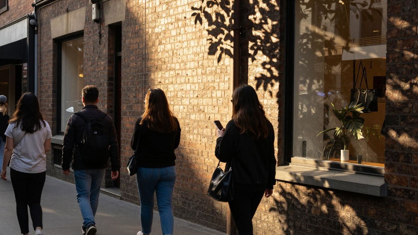 Photographer using phone on Melbourne street