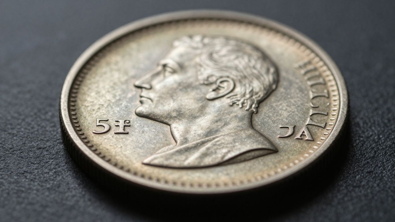 Close-up of a detailed coin with soft lighting.