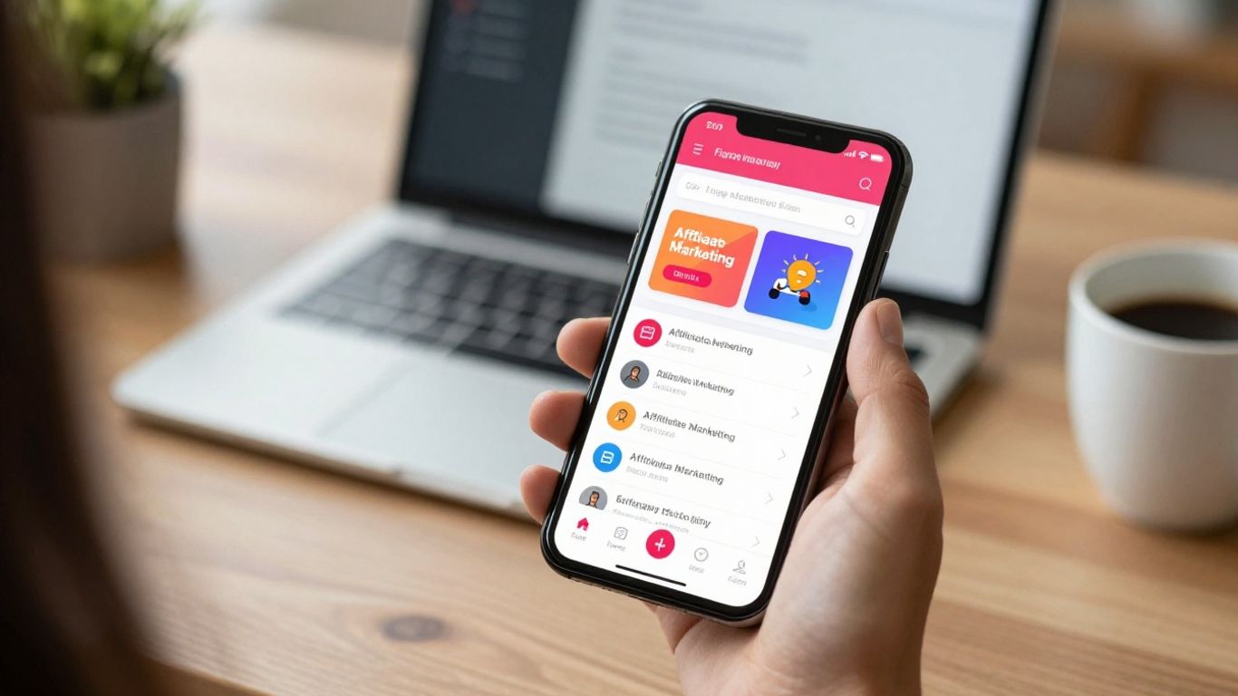 Affiliate marketing dashboard on a smartphone screen.