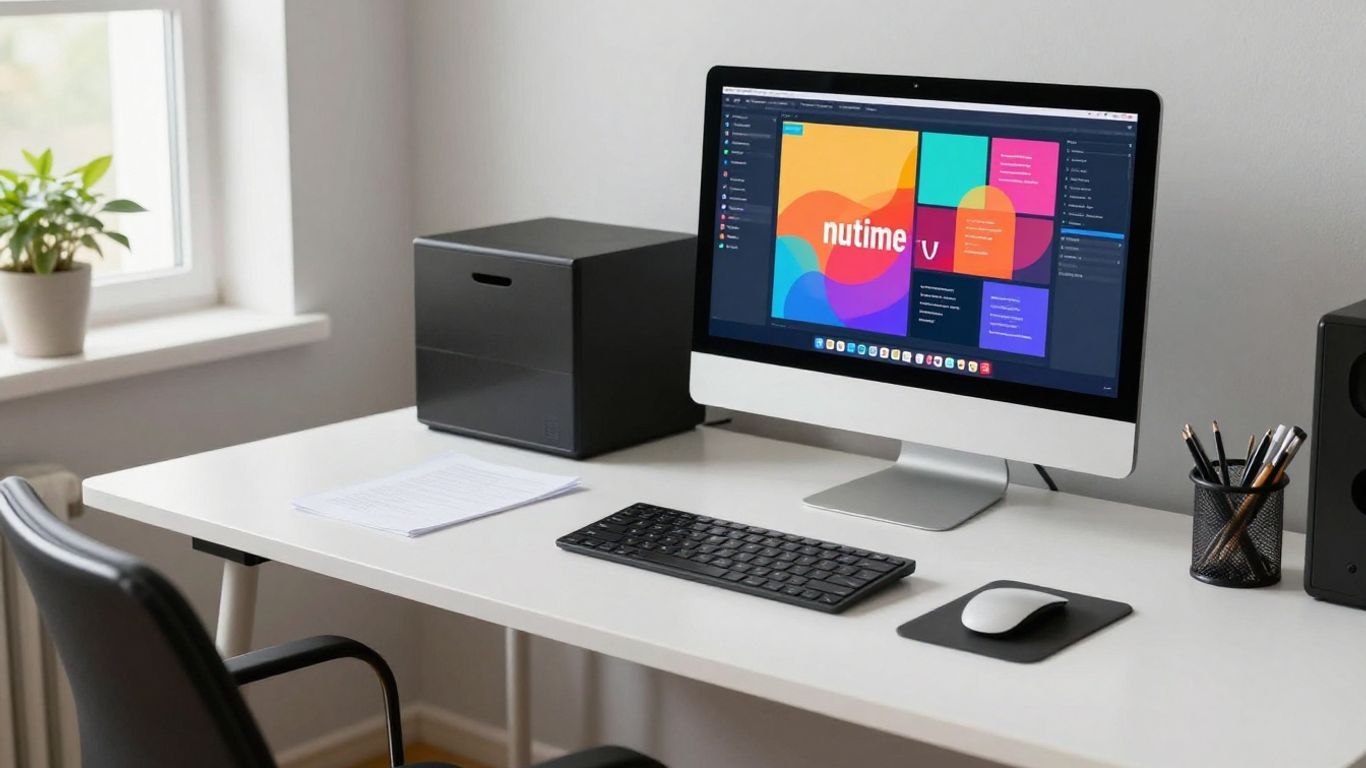 Professional workspace with digital growth tools