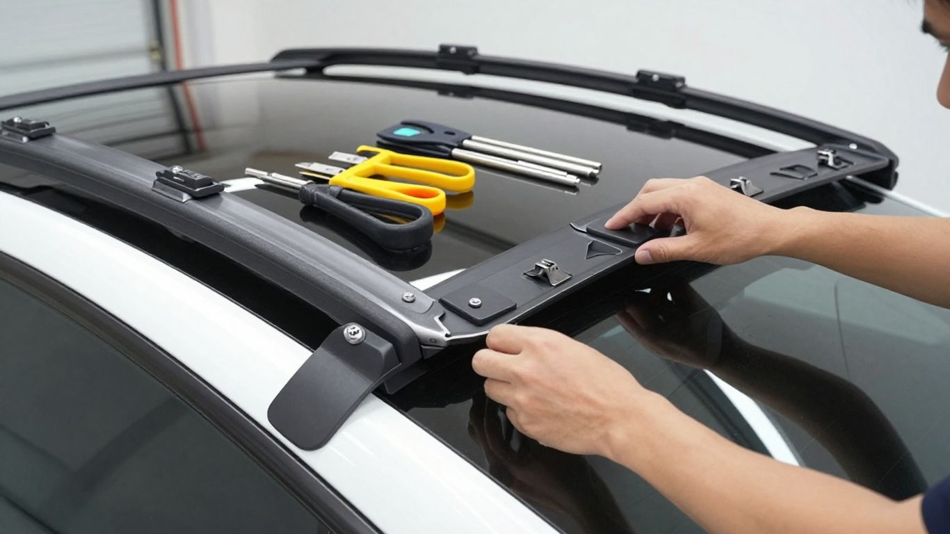 Close view of roof rack mounting points