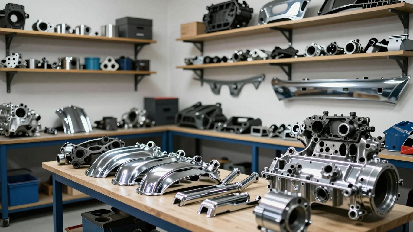 BMW 5 Series car parts in a workshop