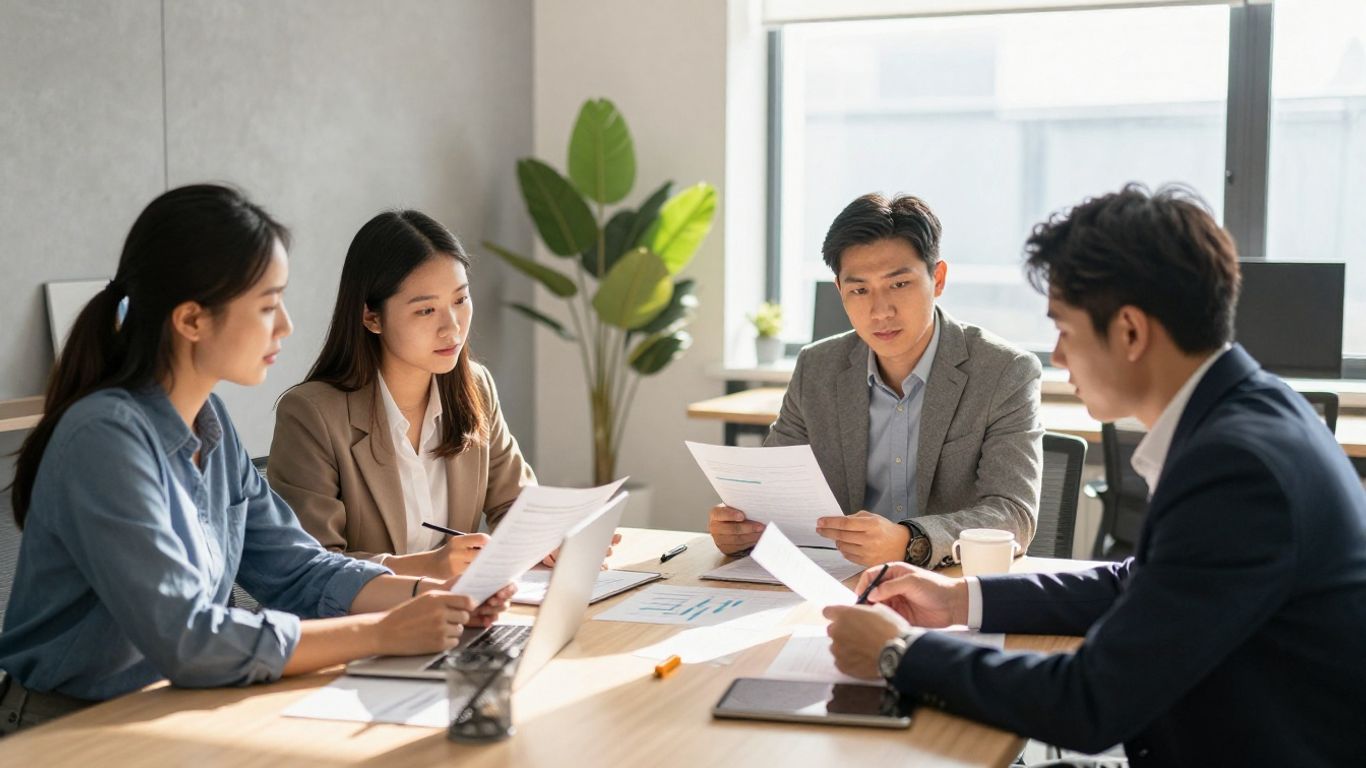 Marketing agency team collaborating on strategy