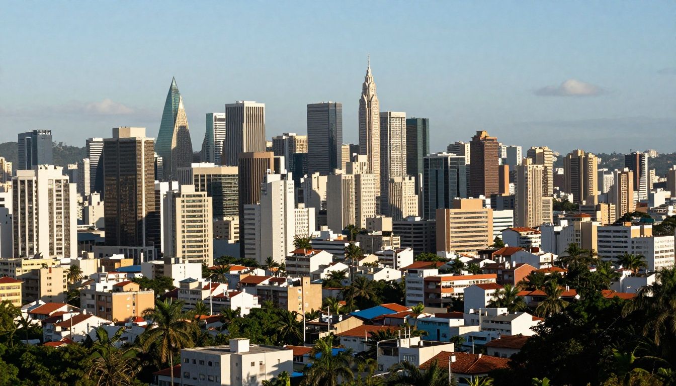 Vista panorâmica de uma cidade em expansão