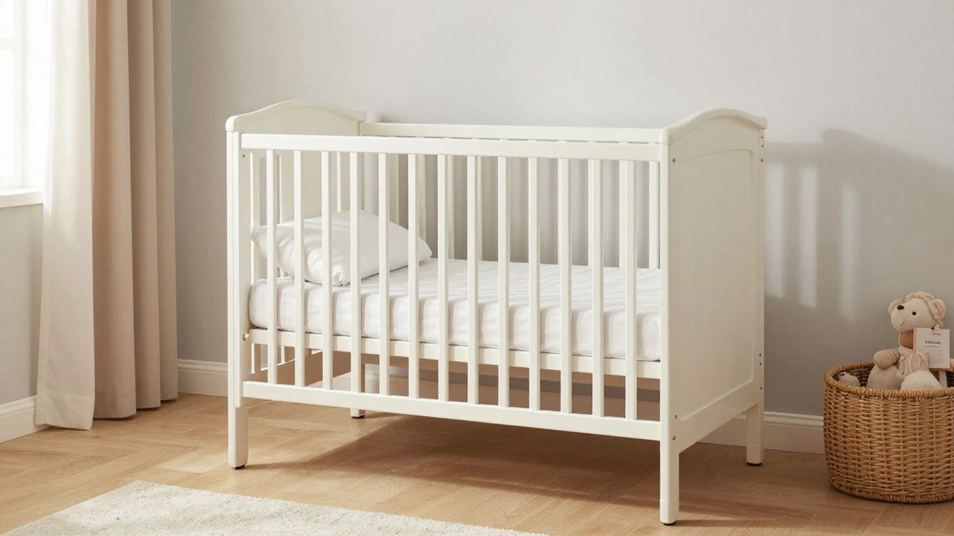 Cuna de bebé moderna en habitación infantil elegante.