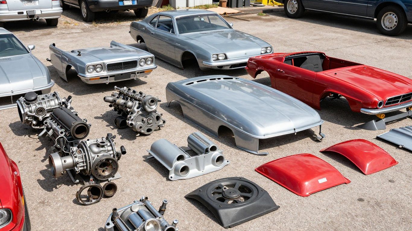 Chrysler car parts in a Perth wrecking yard.