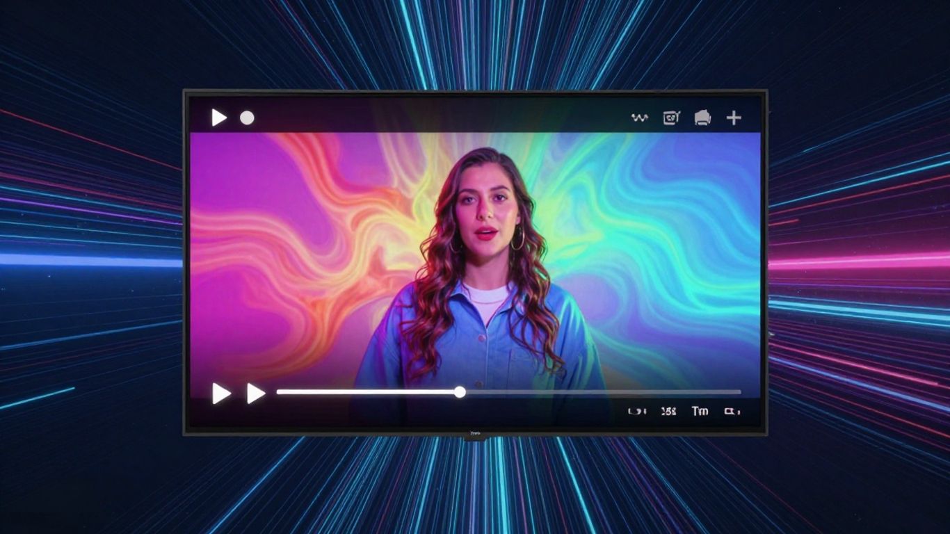 Web page transforming into a video on a screen.