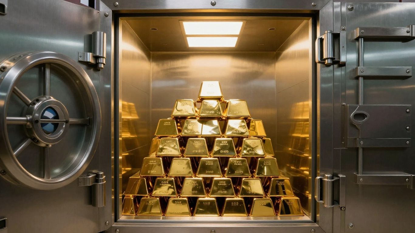 打開裝有金條的保險箱。