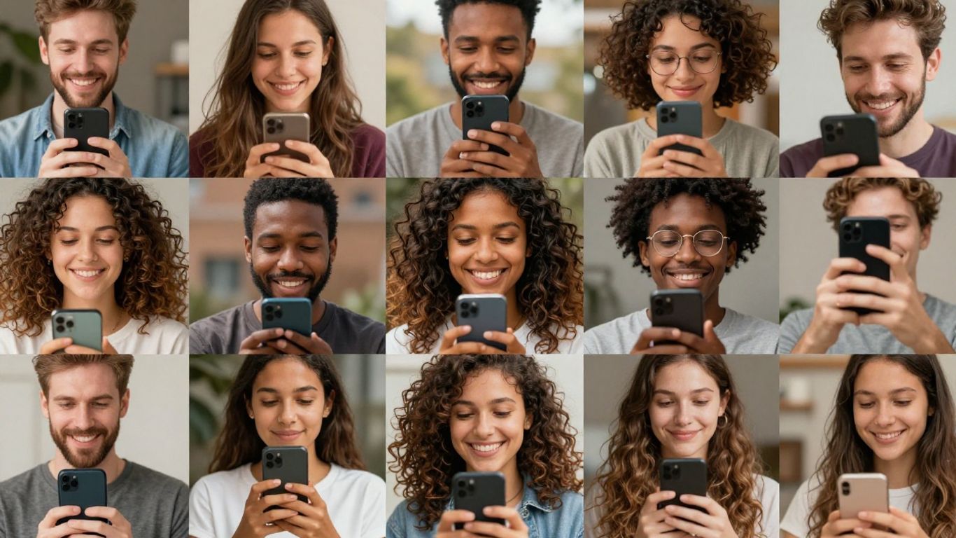 Personnes utilisant des téléphones pour créer du contenu authentique.