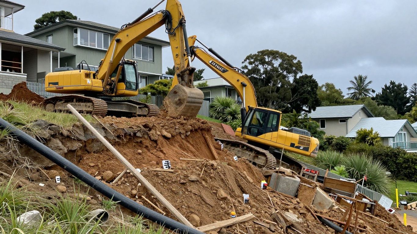 Retaining wall construction on sloping Tauranga section