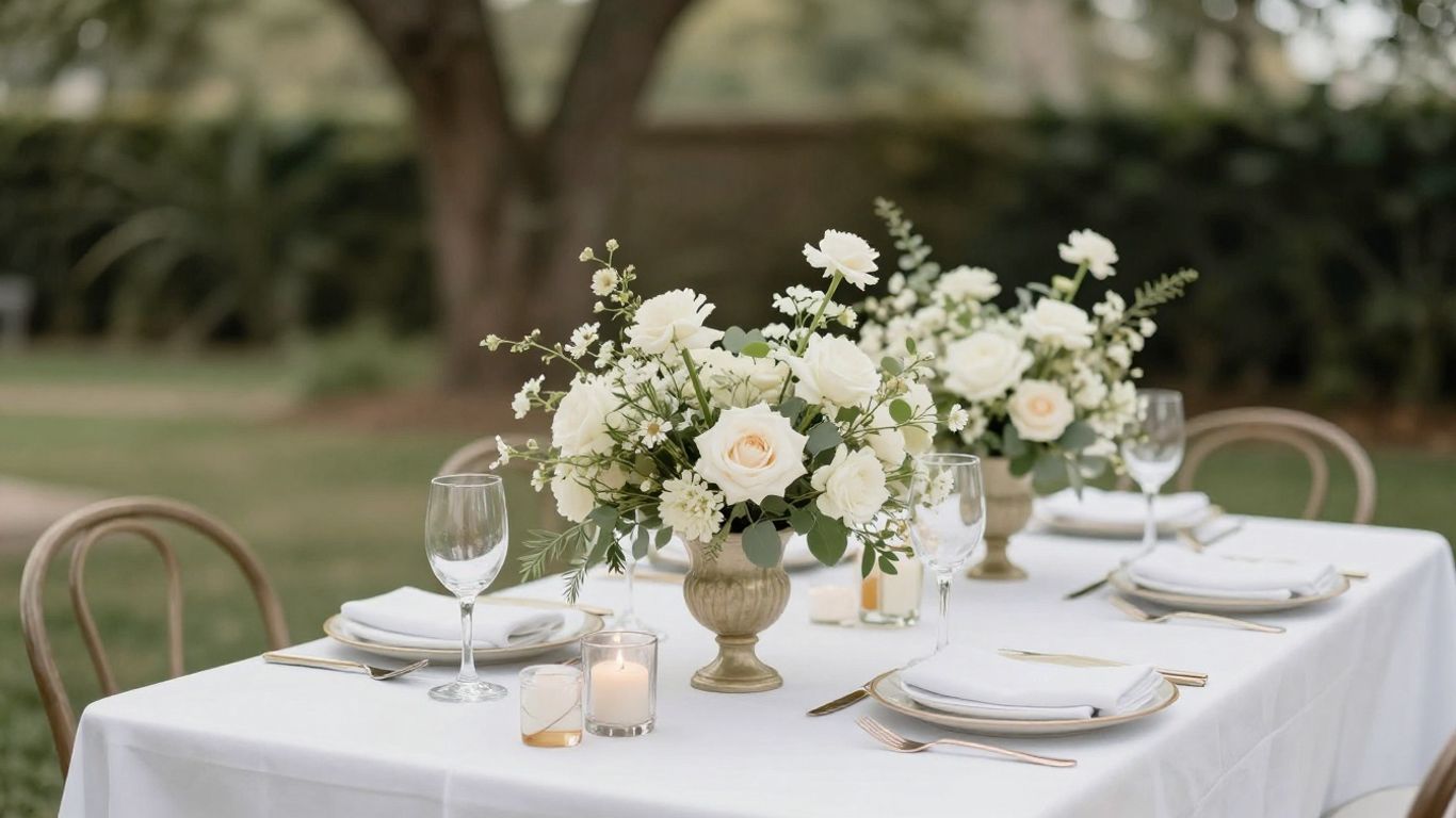 Intimate wedding venue in Addison, TX with floral arrangements.