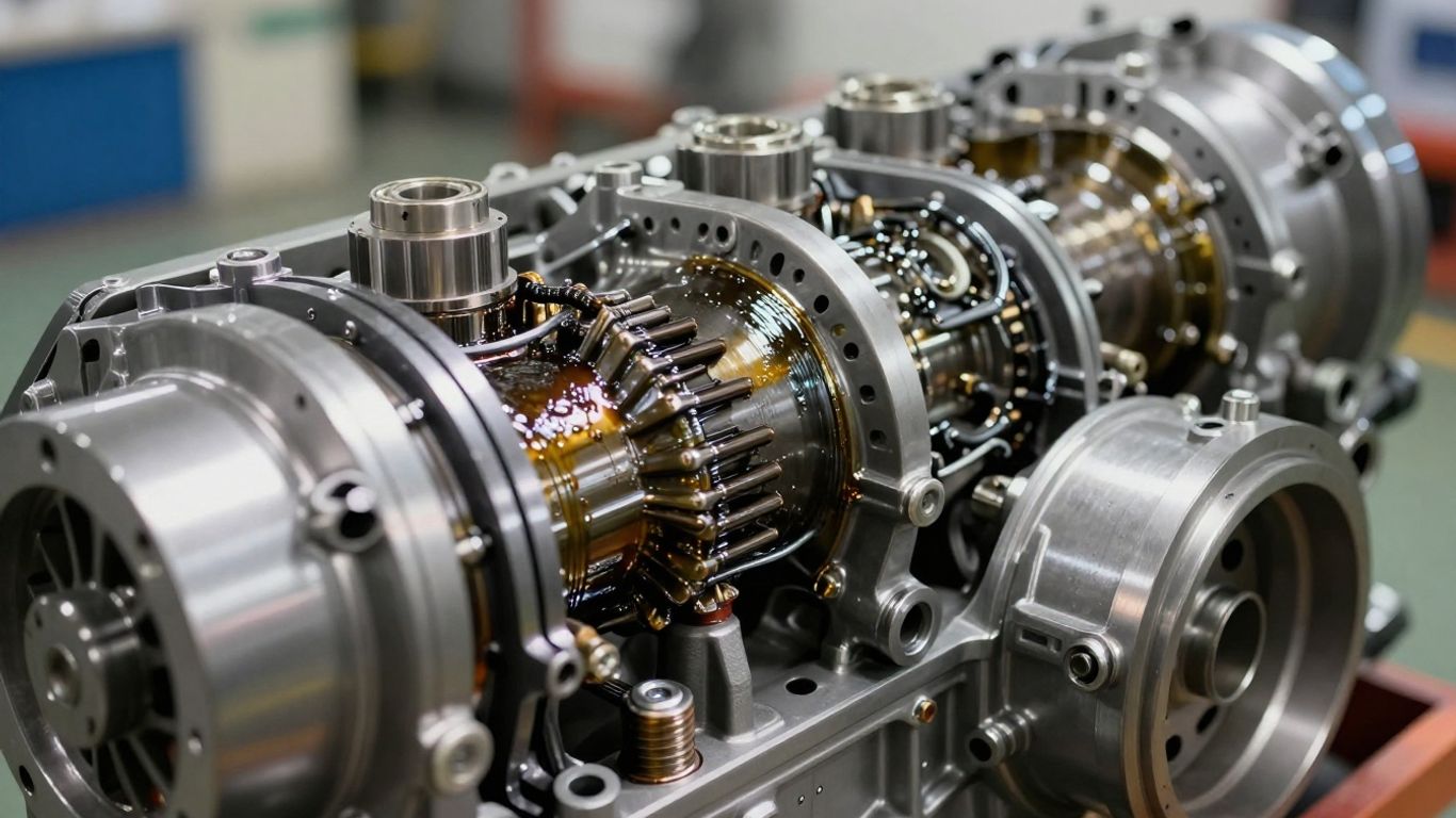 Close-up of a powerful diesel engine's internal components.
