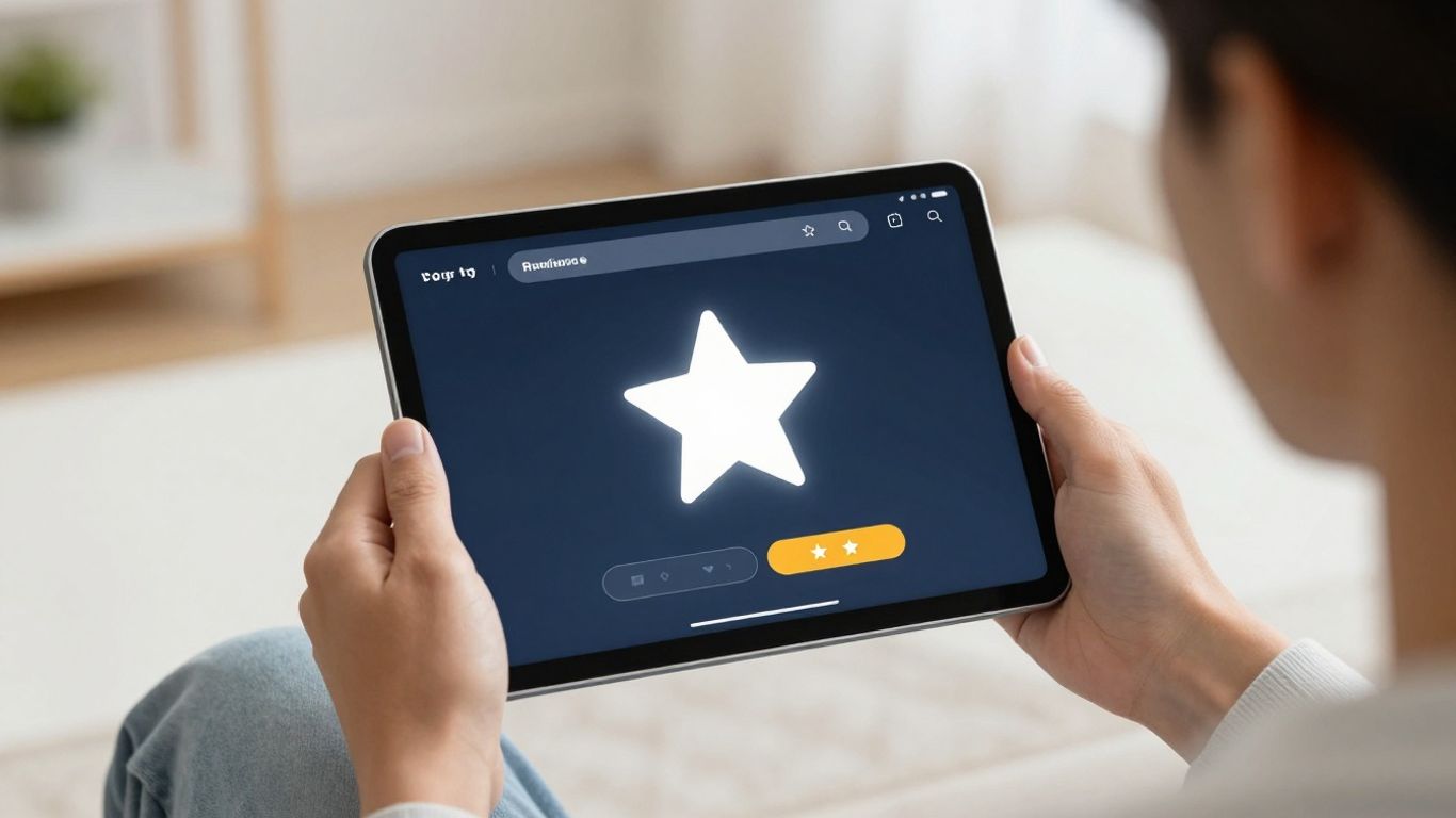 Person viewing Airbnb reviews on a tablet.