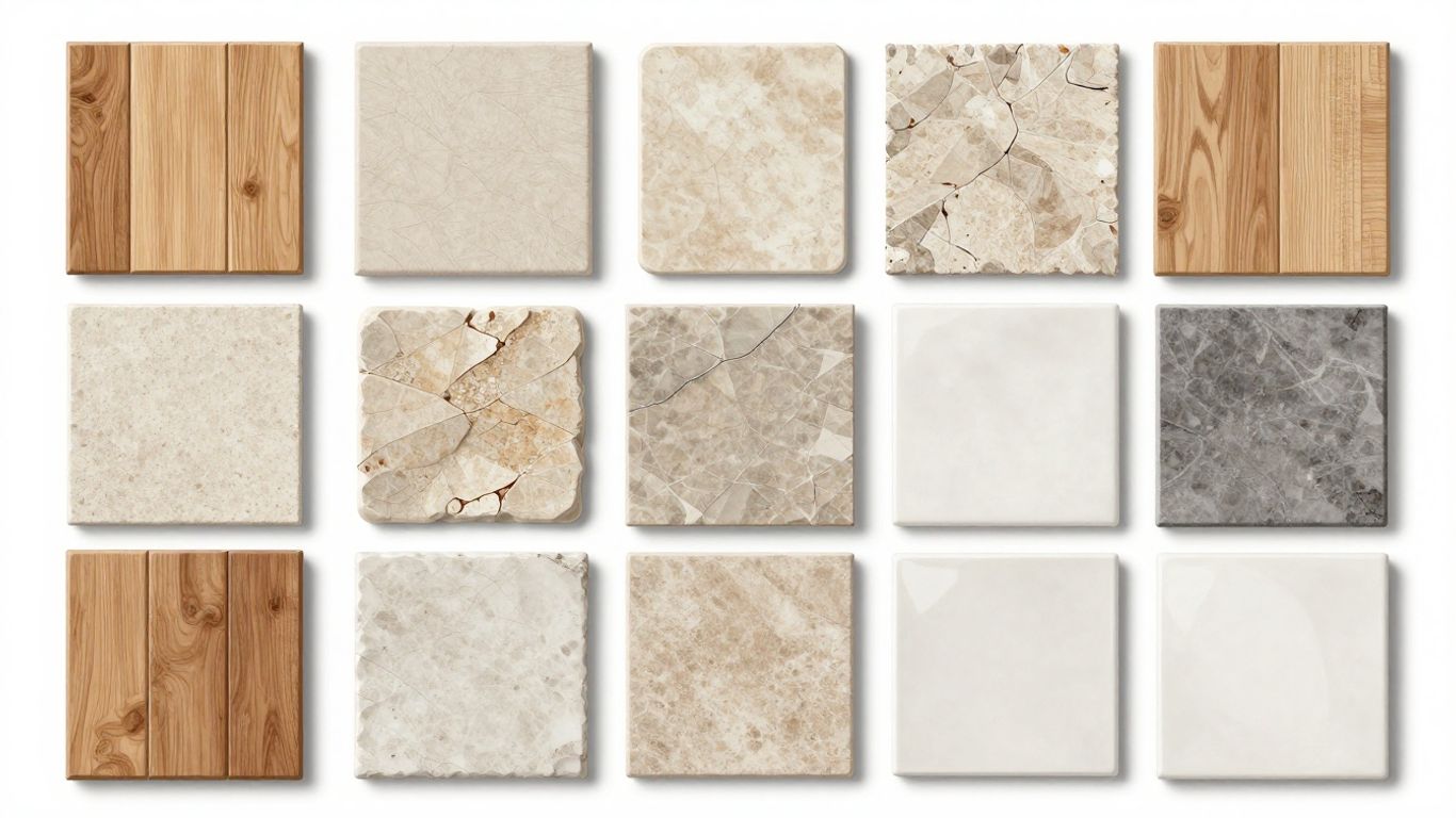 Various tile samples in a sketch
