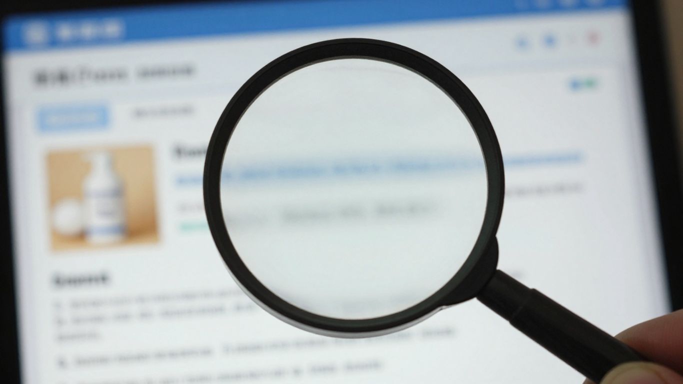 Magnifying glass over Amazon product listing
