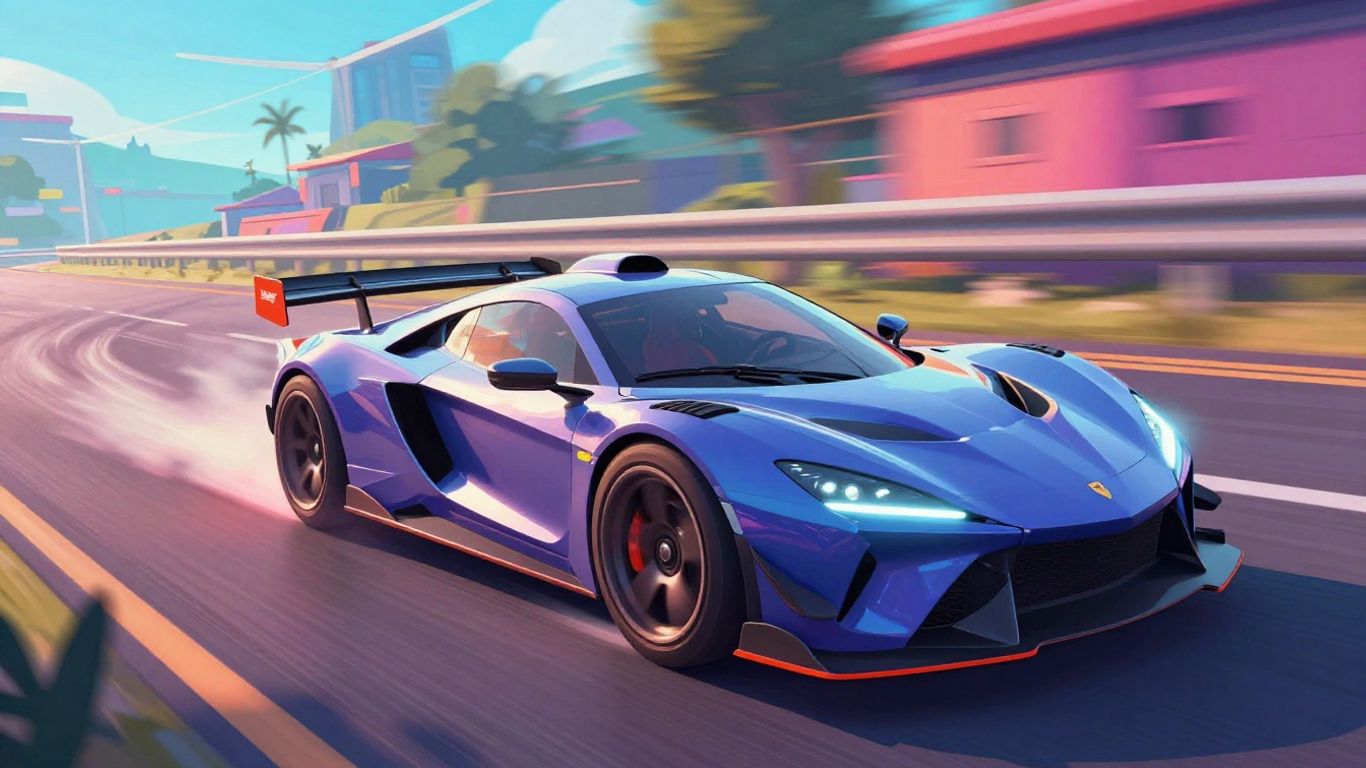 Exciting online car racing game illustration with speed and motion.