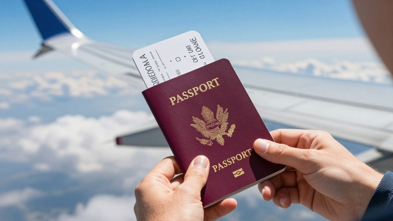 Person holding passport and boarding pass for flight booking.