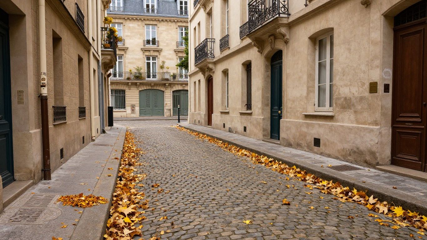 Charming Paris street view at autumn