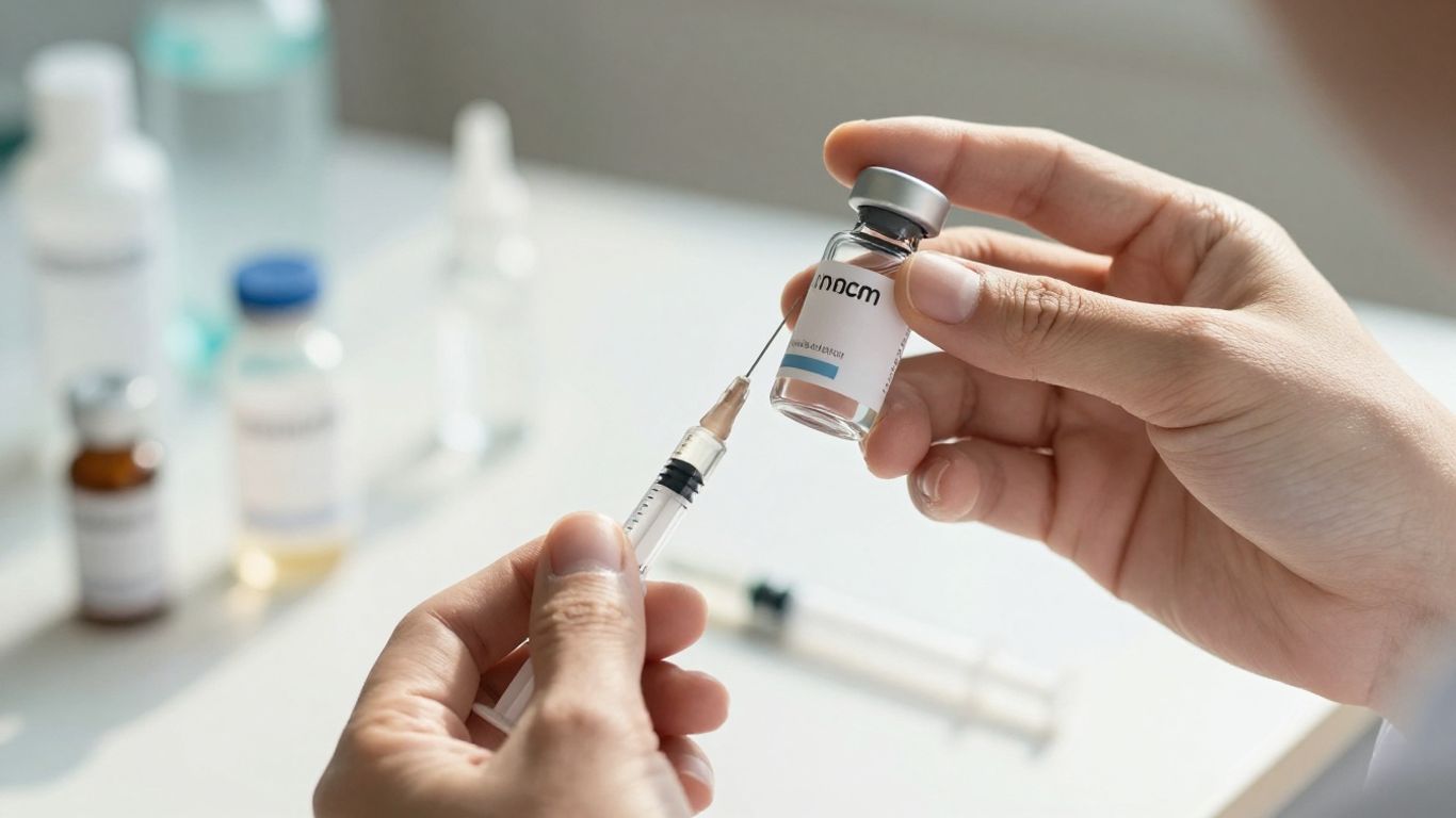 Insulin vial and syringe for diabetes management.