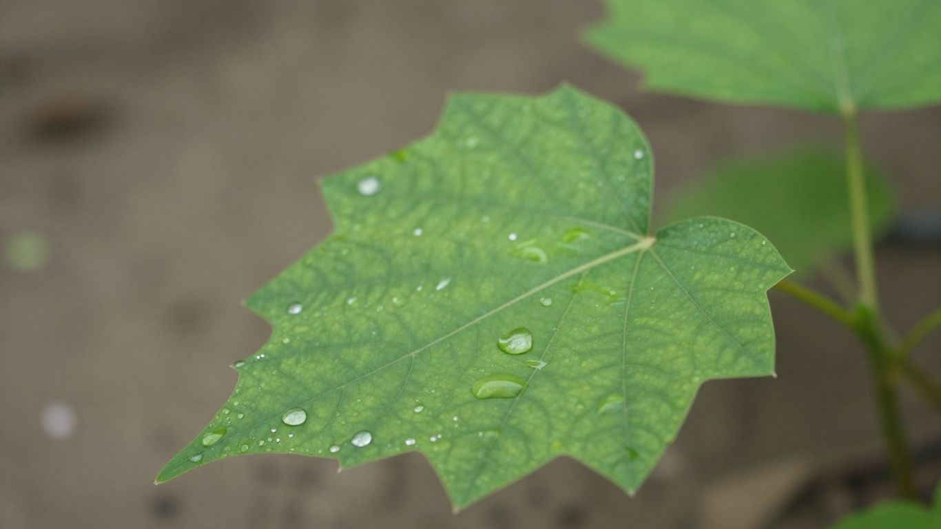 Зелений лист з краплями води.