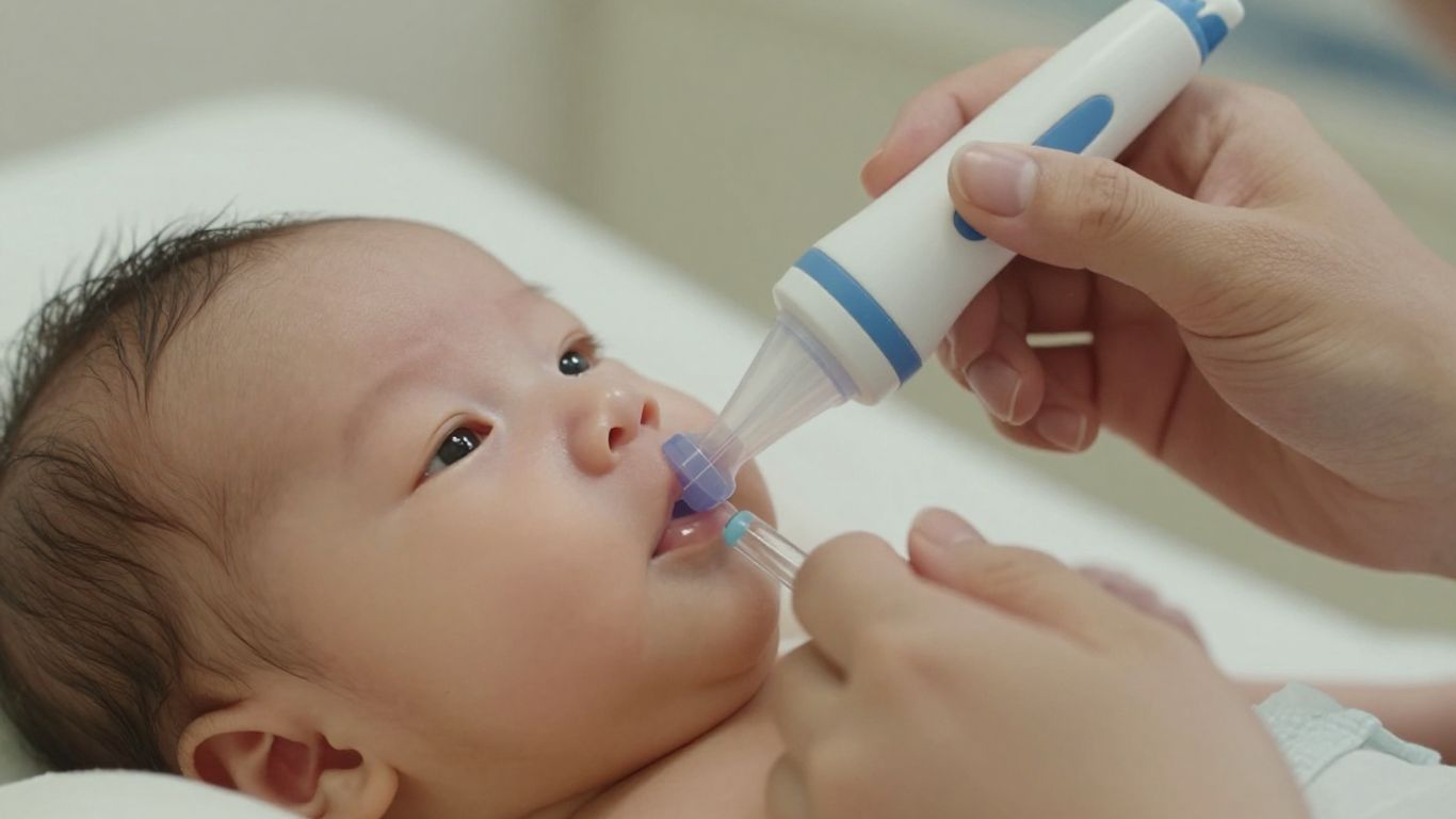 Limpieza nasal cuidadosa en un bebé