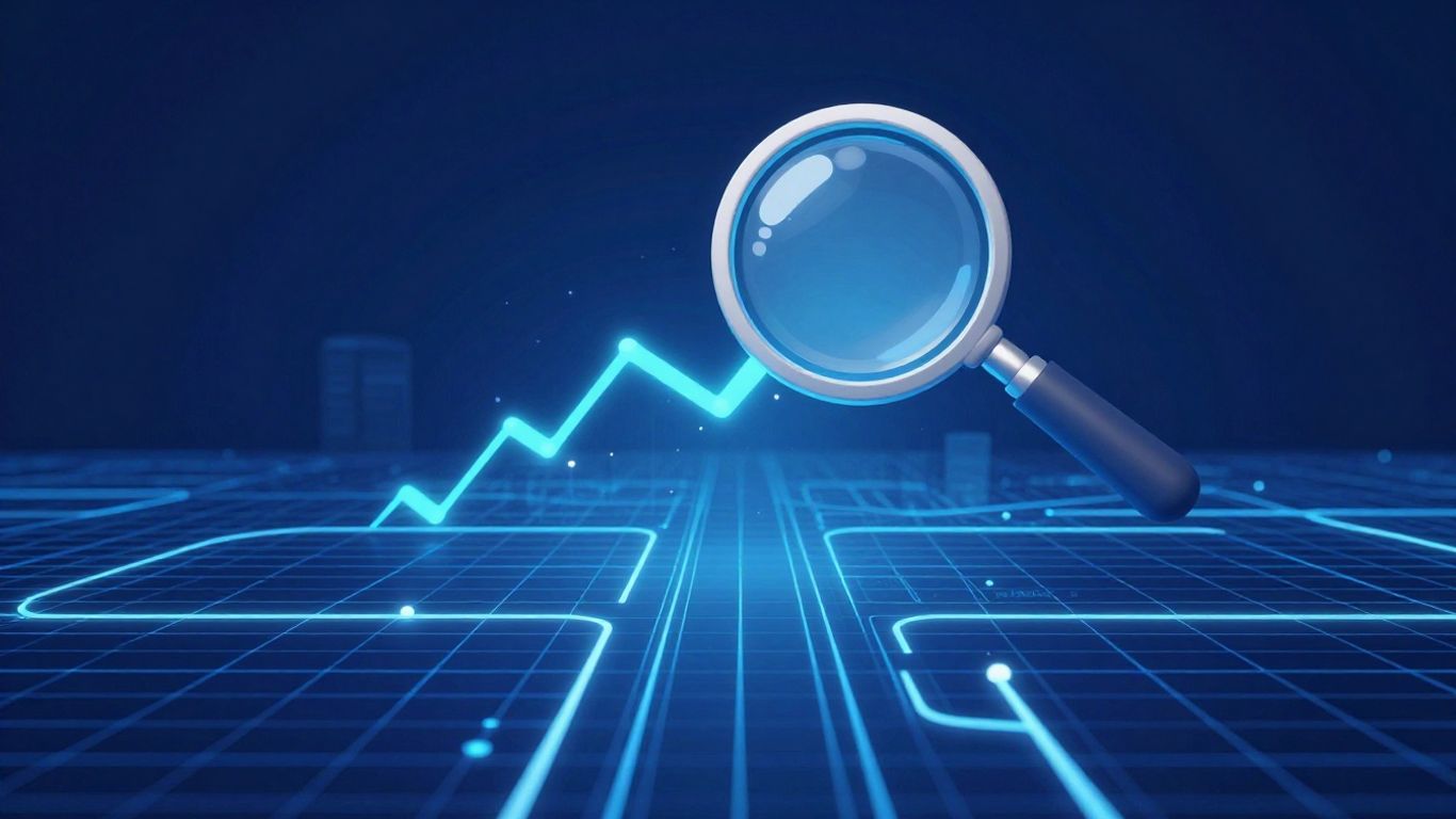 Digital growth pathways with magnifying glass