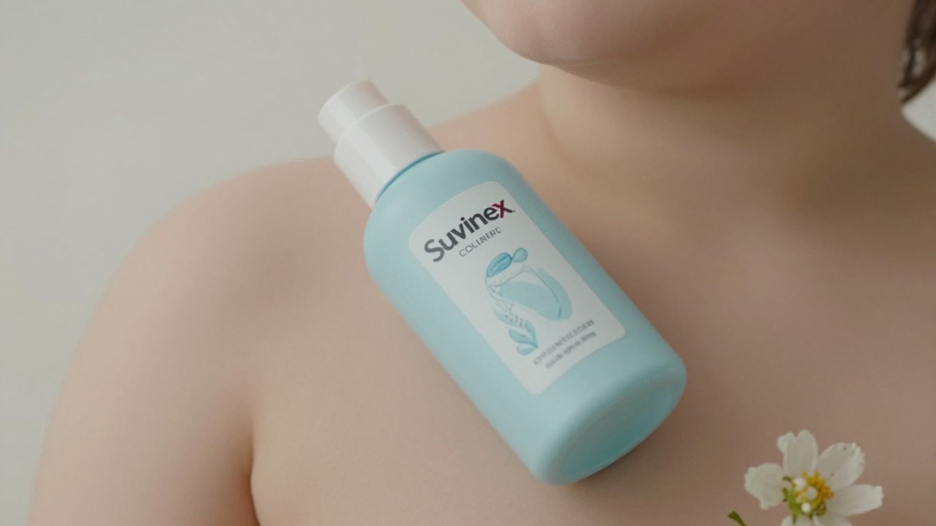 Botella de colonia Suavinex sobre piel de bebé.