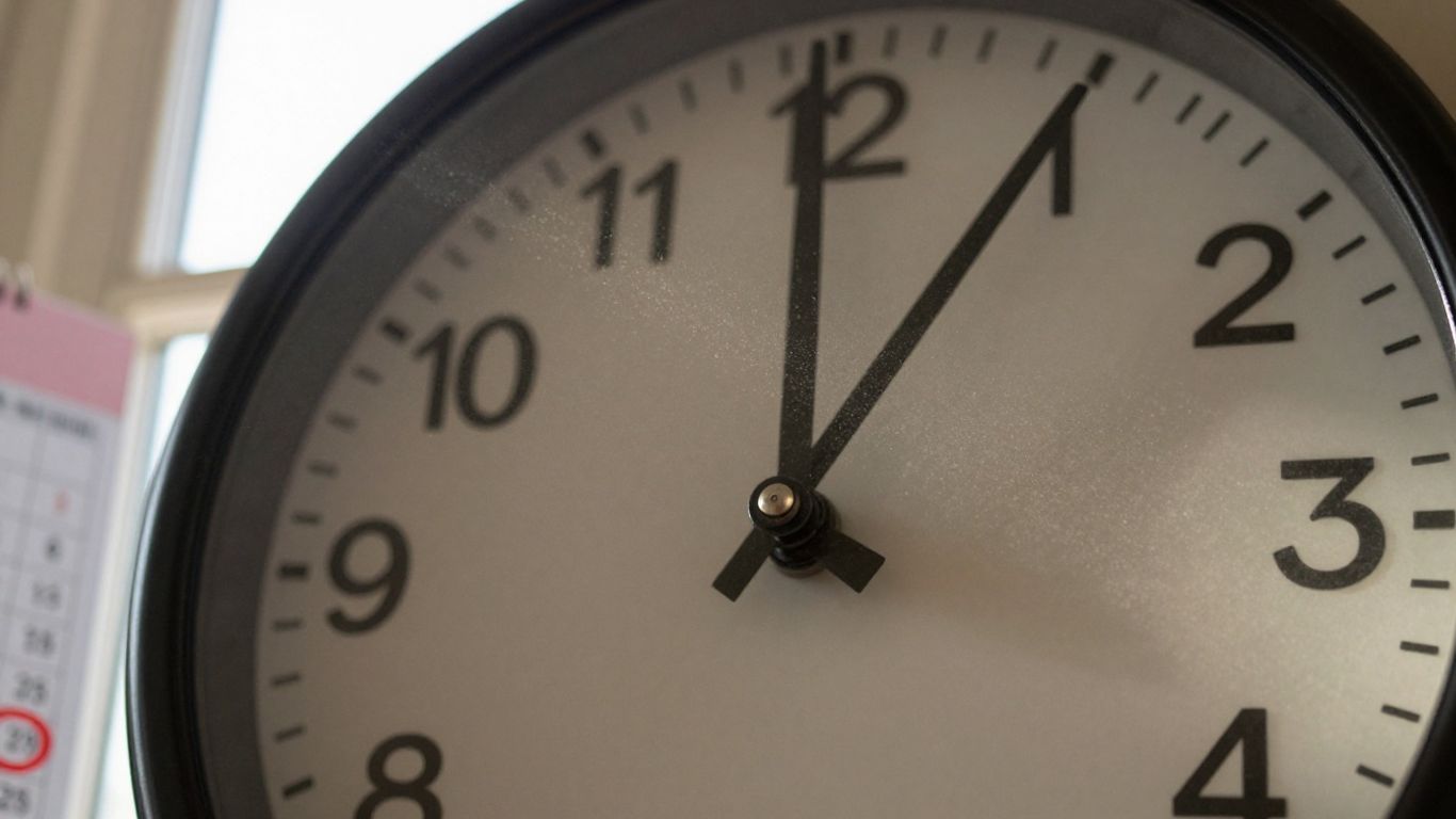 Clock hands moving forward with sunlight and calendar.