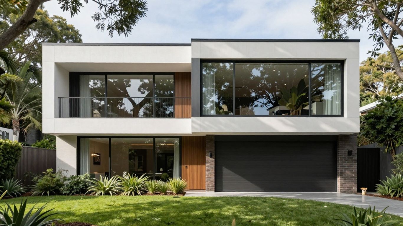 Modern boutique home with lush greenery in Australia.