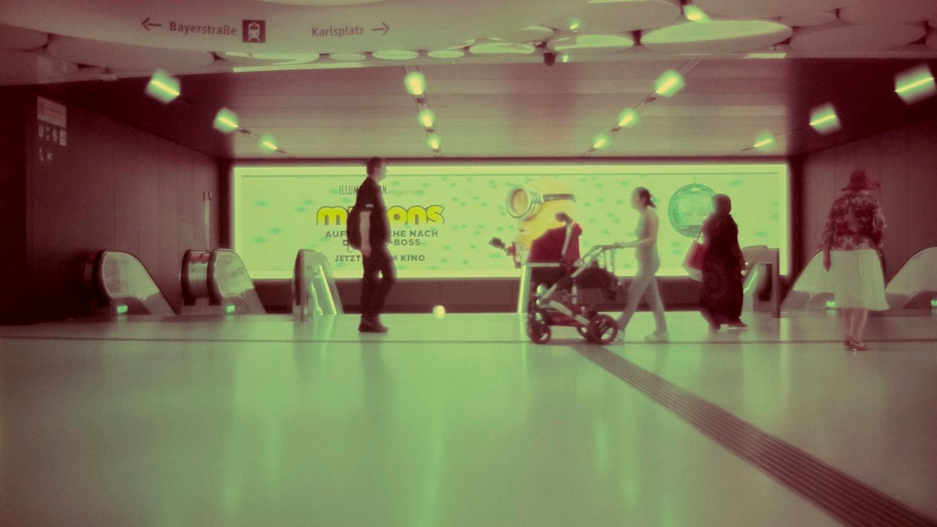 a group of people in a bowling alley