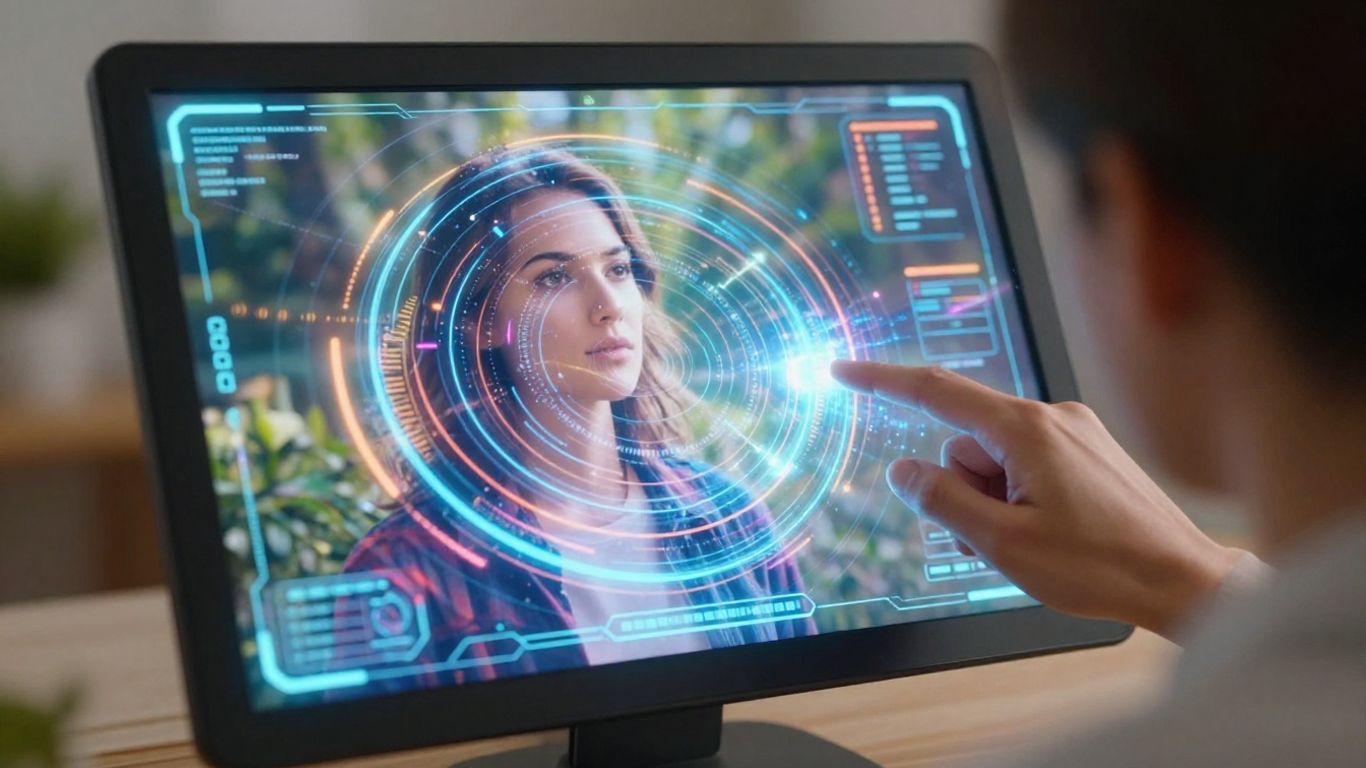 AI image editor transforming a photo with glowing effects.